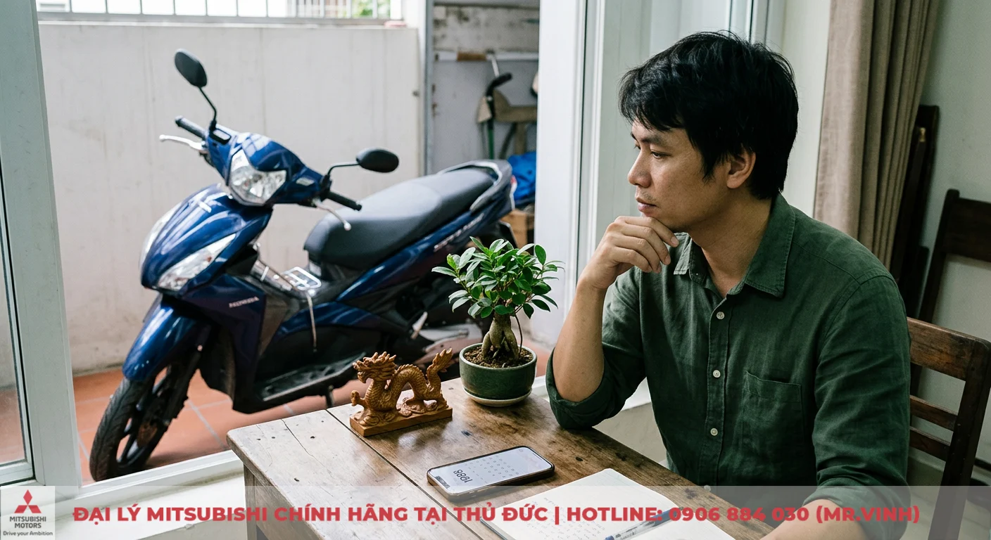 Tuổi Mậu Thìn mua xe màu gì: Hướng dẫn chọn màu hợp phong thủy, mang may mắn 1 Người tuổi Mậu Thìn sinh năm 1988 tìm hiểu mệnh Đại Lâm Mộc và ngũ hành để chọn màu xe phù hợp, với chiếc xe máy màu xanh bên ngoài