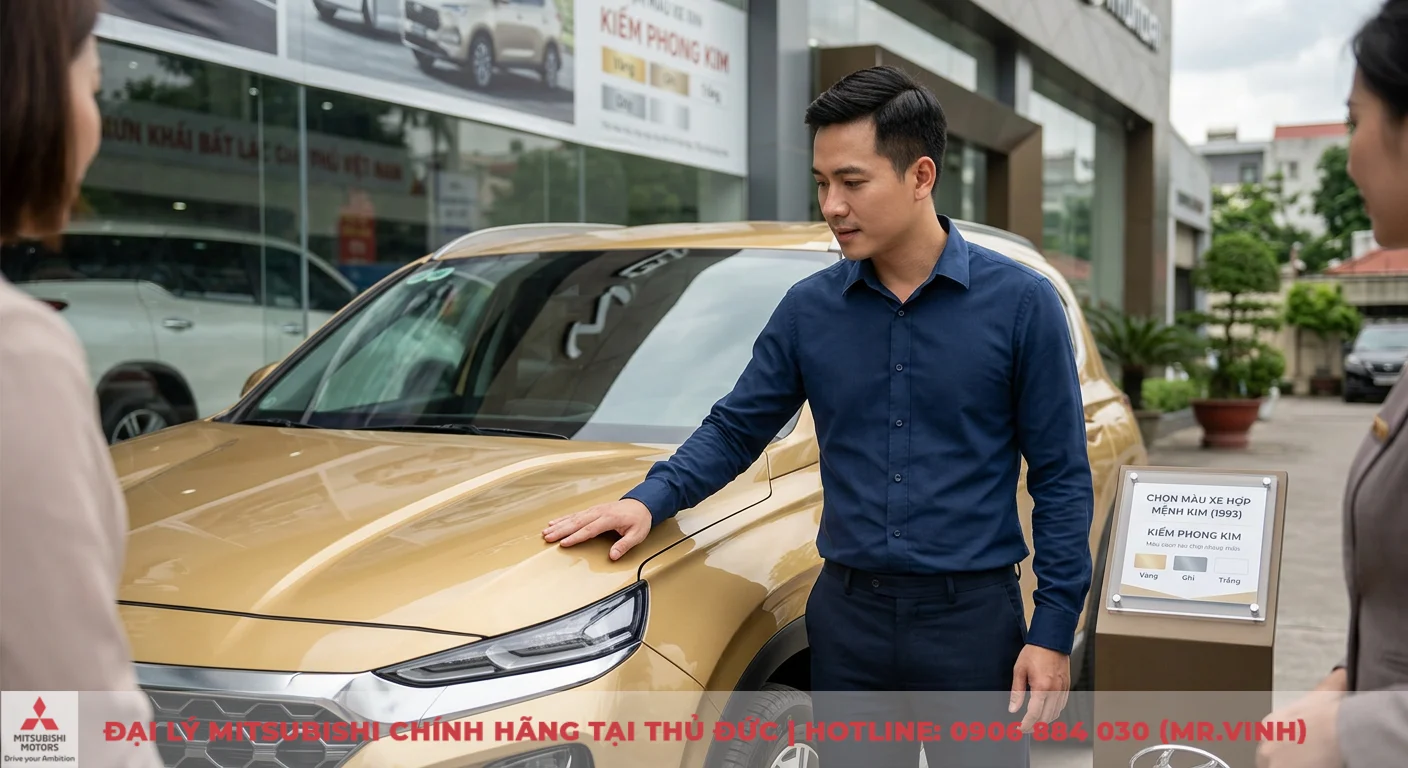 Tuổi Quý Dậu mua xe màu gì hợp phong thủy, mang lại may mắn? 1 Người tuổi Quý Dậu 1993 tìm hiểu màu xe hợp mệnh Kim tại showroom, xem gợi ý màu vàng, ghi, trắng