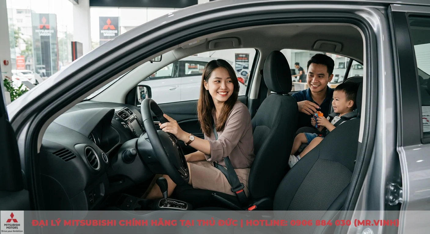 So sánh các phiên bản Mitsubishi Attrage: Chi tiết thông số, giá & ưu nhược điểm 3 Mitsubishi Attrage CVT phù hợp gia đình trẻ ưu tiên tiện lợi, an toàn khi trải nghiệm xe tại đại lý