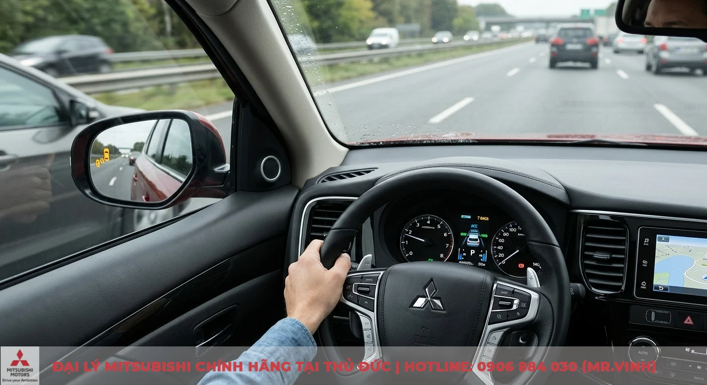 So sánh các phiên bản Mitsubishi Outlander: Thông số, giá & chọn bản nào 2 Công nghệ an toàn và hỗ trợ lái trên Mitsubishi Outlander với cảnh báo điểm mù trên gương và kiểm soát hành trình thích ứng