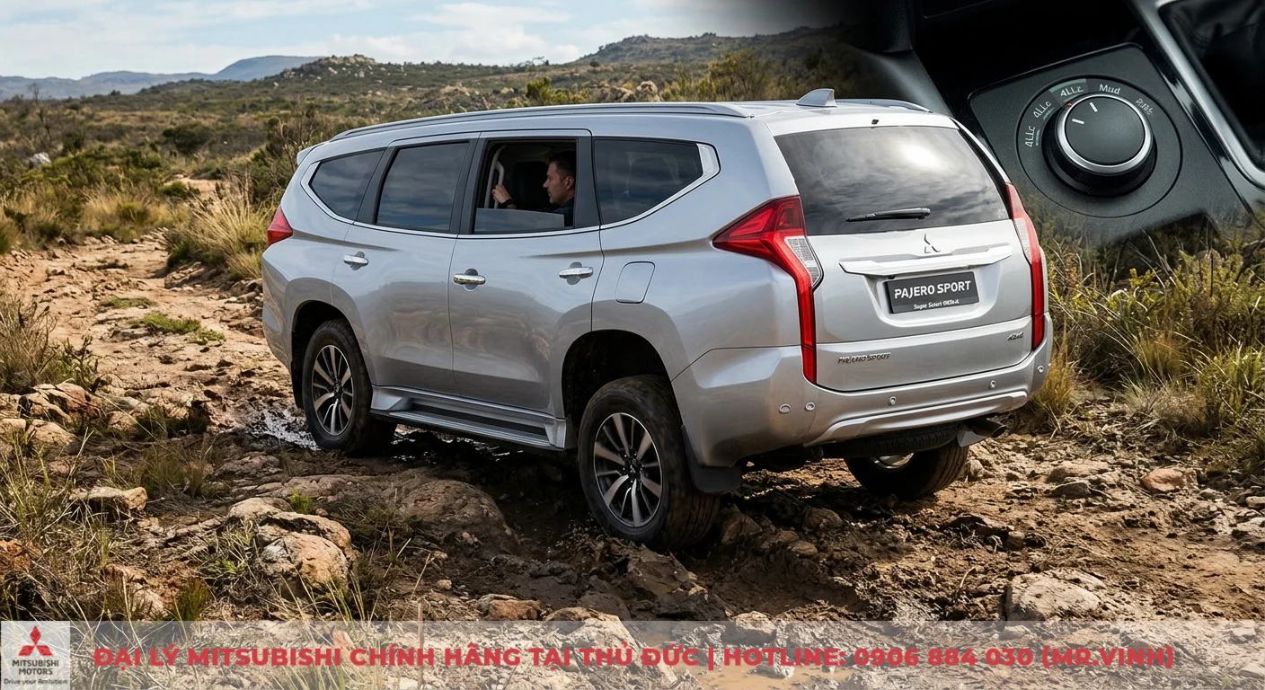 So sánh các phiên bản Mitsubishi Pajero Sport: Thông số & trang bị 2 Mitsubishi Pajero Sport vận hành mạnh mẽ trên địa hình phức tạp, sử dụng hệ thống Super Select 4WD II với chế độ bùn