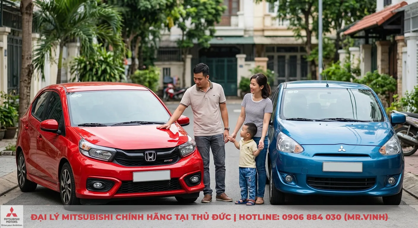 So sánh Honda Brio và Mitsubishi Mirage: Đánh giá chi tiết 3 Lời khuyên chọn Honda Brio hay Mitsubishi Mirage phù hợp cho gia đình, với hai mẫu xe cạnh nhau