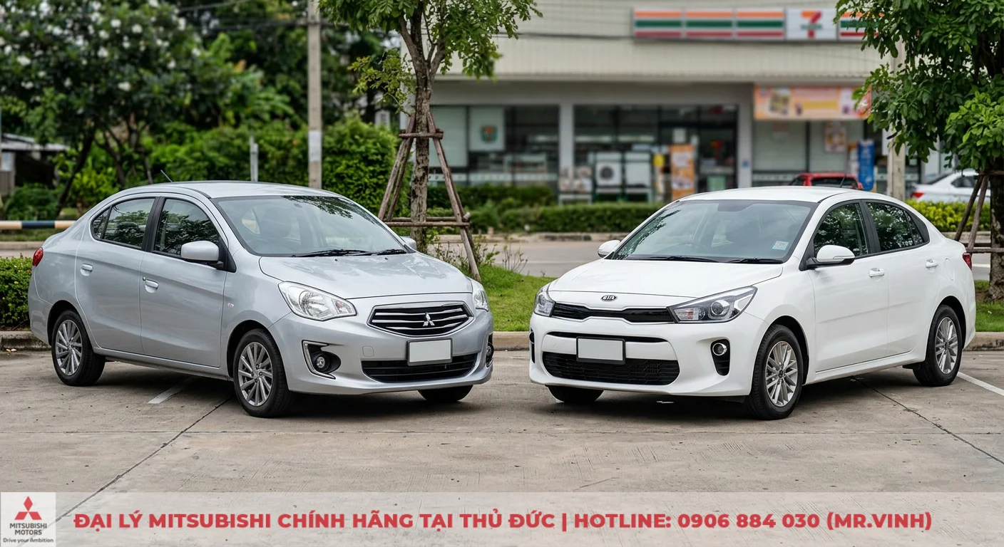 So sánh Mitsubishi Attrage và Kia Rio: Đánh giá chi tiết ưu nhược điểm 1 Tổng quan về Mitsubishi Attrage và Kia Rio, hai mẫu sedan hạng B nổi bật về kinh tế và thiết kế, đỗ cạnh nhau