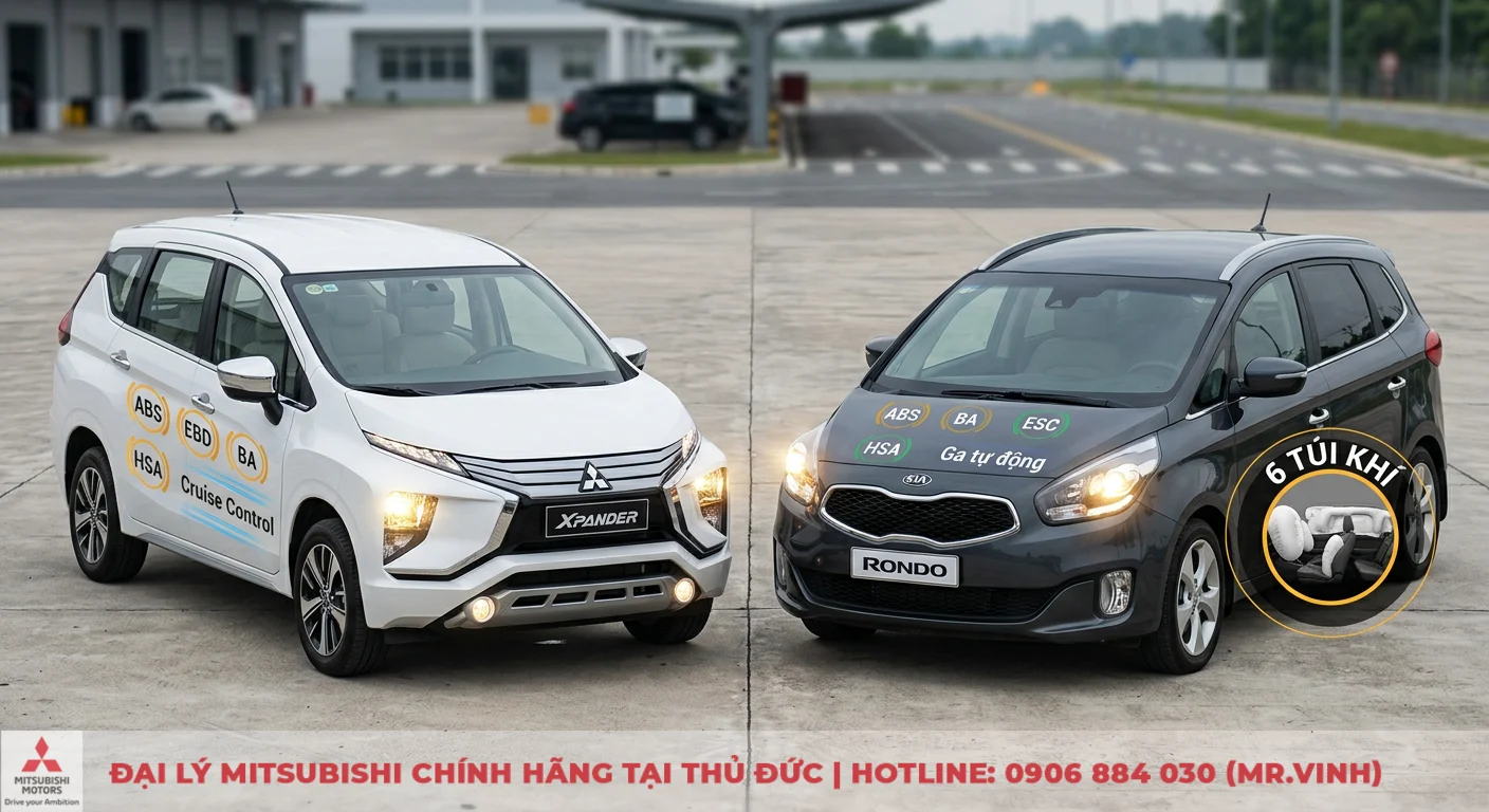 So sánh Kia Rondo và Mitsubishi Xpander: Nên chọn xe nào cho gia đình? 2 Hệ thống an toàn Kia Rondo 6 túi khí và Mitsubishi Xpander với ABS, EBD, HSA, ga tự động