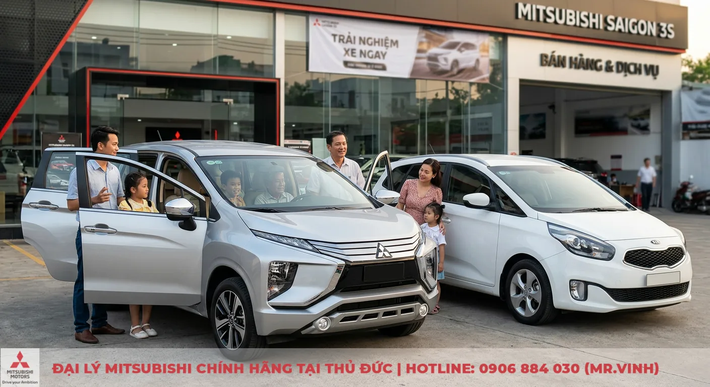 So sánh Kia Rondo và Mitsubishi Xpander: Nên chọn xe nào cho gia đình? 3 Mitsubishi Xpander và Kia Rondo đang được các gia đình tham khảo, trải nghiệm và nhận tư vấn tại đại lý