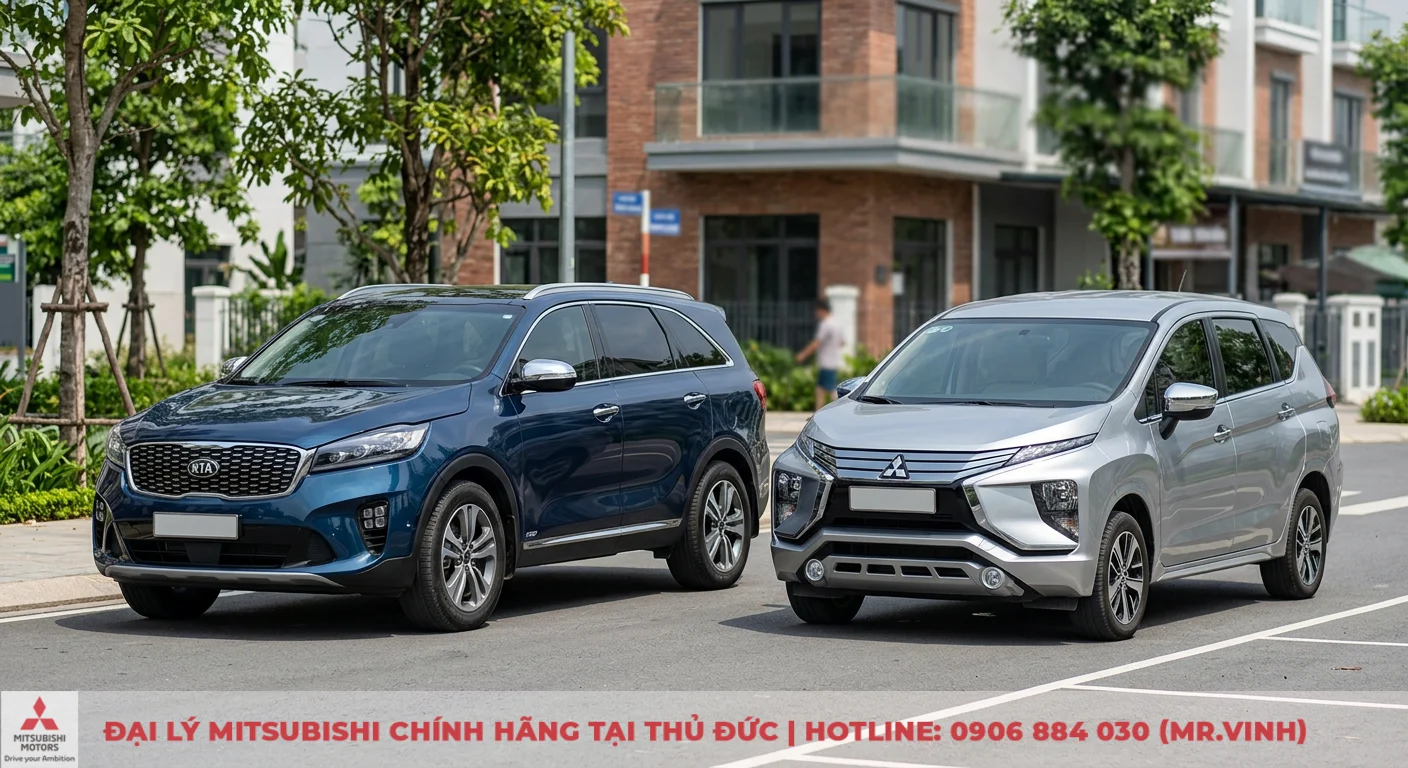 So sánh Kia Sorento và Mitsubishi Xpander: Nên chọn xe nào cho gia đình? 1 Kia Sorento và Mitsubishi Xpander đại diện hai phân khúc, triết lý thiết kế khác biệt, đỗ cạnh nhau