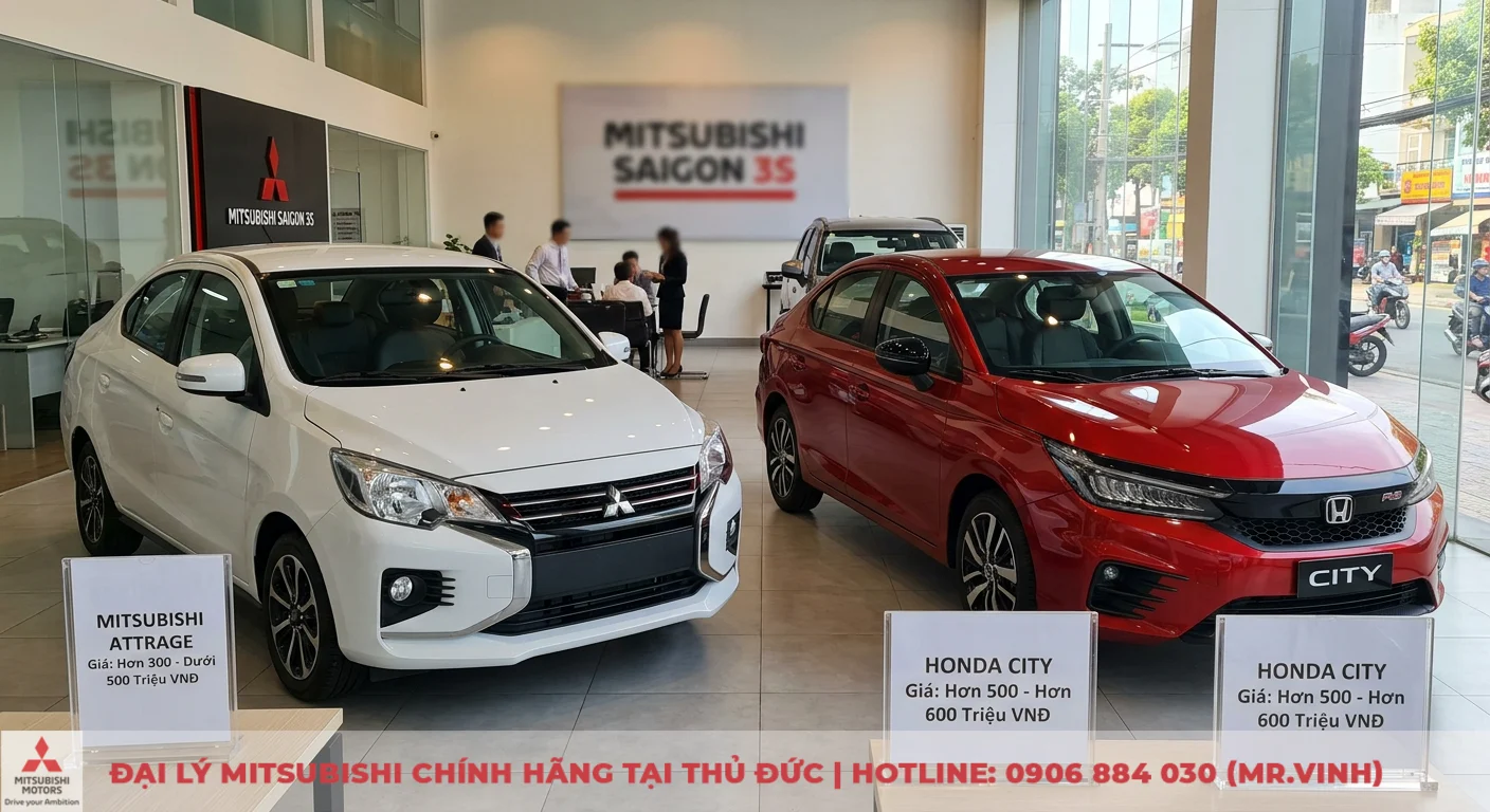 So sánh Mitsubishi Attrage và Honda City: Chọn xe nào phù hợp? 3 Giá bán và các phiên bản Mitsubishi Attrage và Honda City cùng bảng giá chi tiết tại đại lý