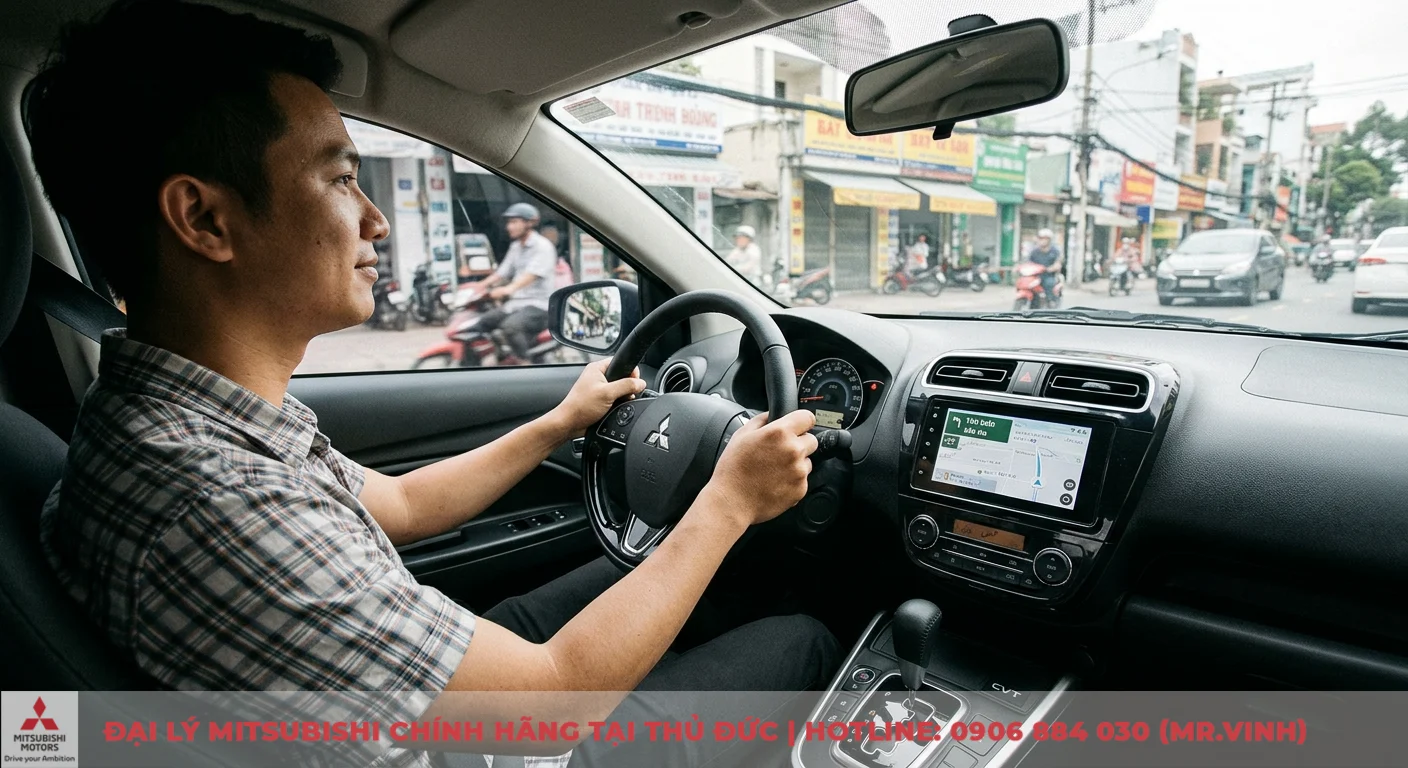 So sánh Mitsubishi Attrage CVT và CVT Eco - Công nghệ, hiệu năng có gì? 2 Trải nghiệm lái Attrage CVT êm ái, mượt mà nhờ hộp số CVT và tay lái trợ lực điện, giúp việc vận hành dễ dàng