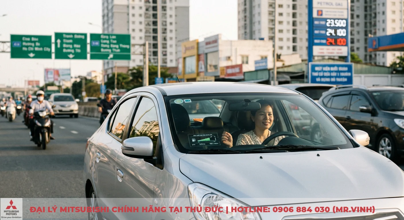 So sánh Mitsubishi Attrage CVT và CVT Eco - Công nghệ, hiệu năng có gì? 3 Attrage CVT Eco là lựa chọn tối ưu cho người lái chú trọng tiết kiệm nhiên liệu, hiển thị rõ qua màn hình thông tin về mức tiêu thụ khi vận hành