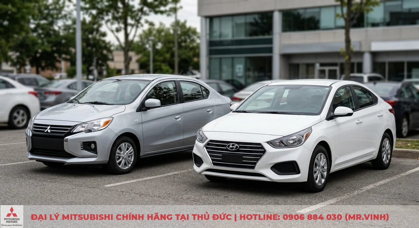 Mitsubishi Attrage và Accent: So sánh chi tiết & nên chọn xe nào? 1 Mitsubishi Attrage và Hyundai Accent là hai mẫu sedan hạng B đối thủ cạnh tranh, mỗi xe có phong cách riêng