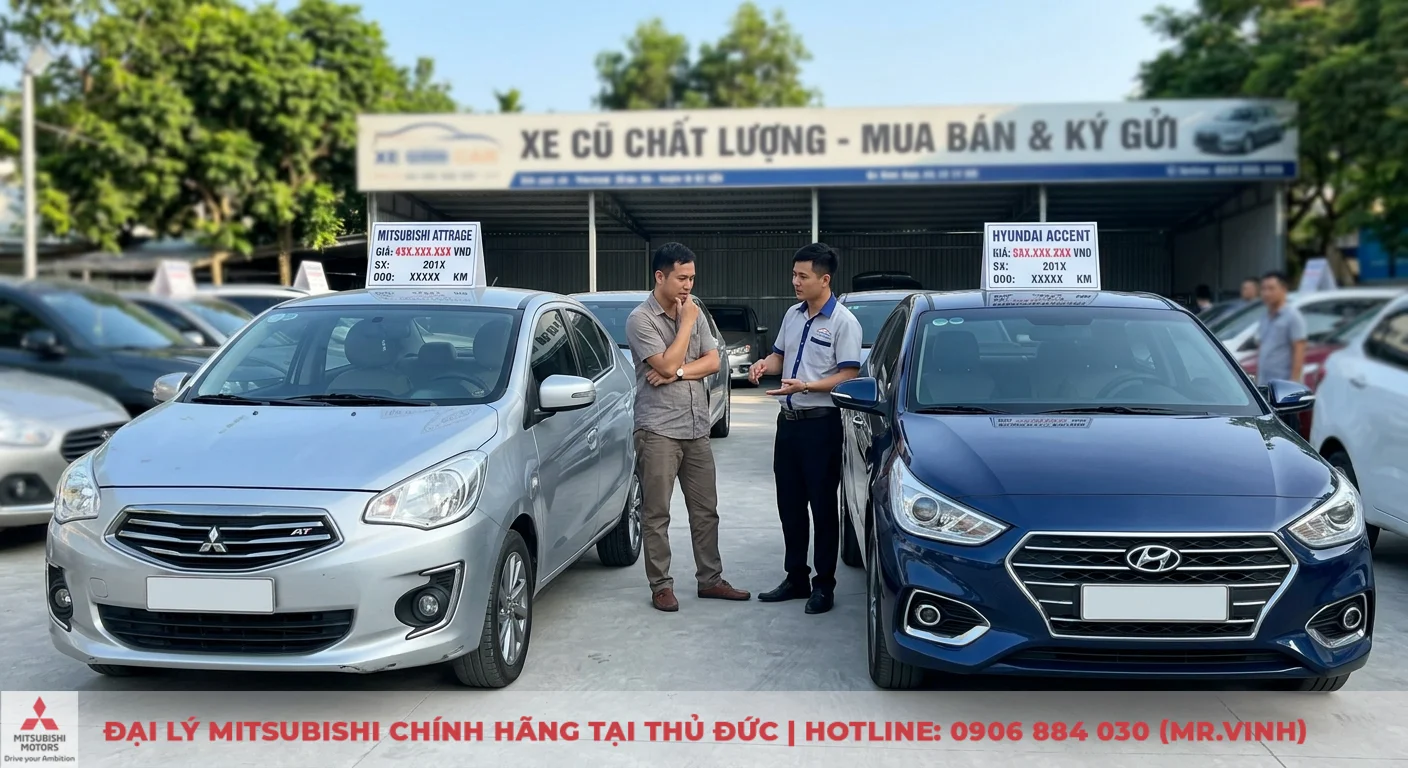 Mitsubishi Attrage và Accent: So sánh chi tiết & nên chọn xe nào? 3 Giá trị bán lại và khấu hao xe Mitsubishi Attrage và Hyundai Accent đang được tư vấn tại showroom