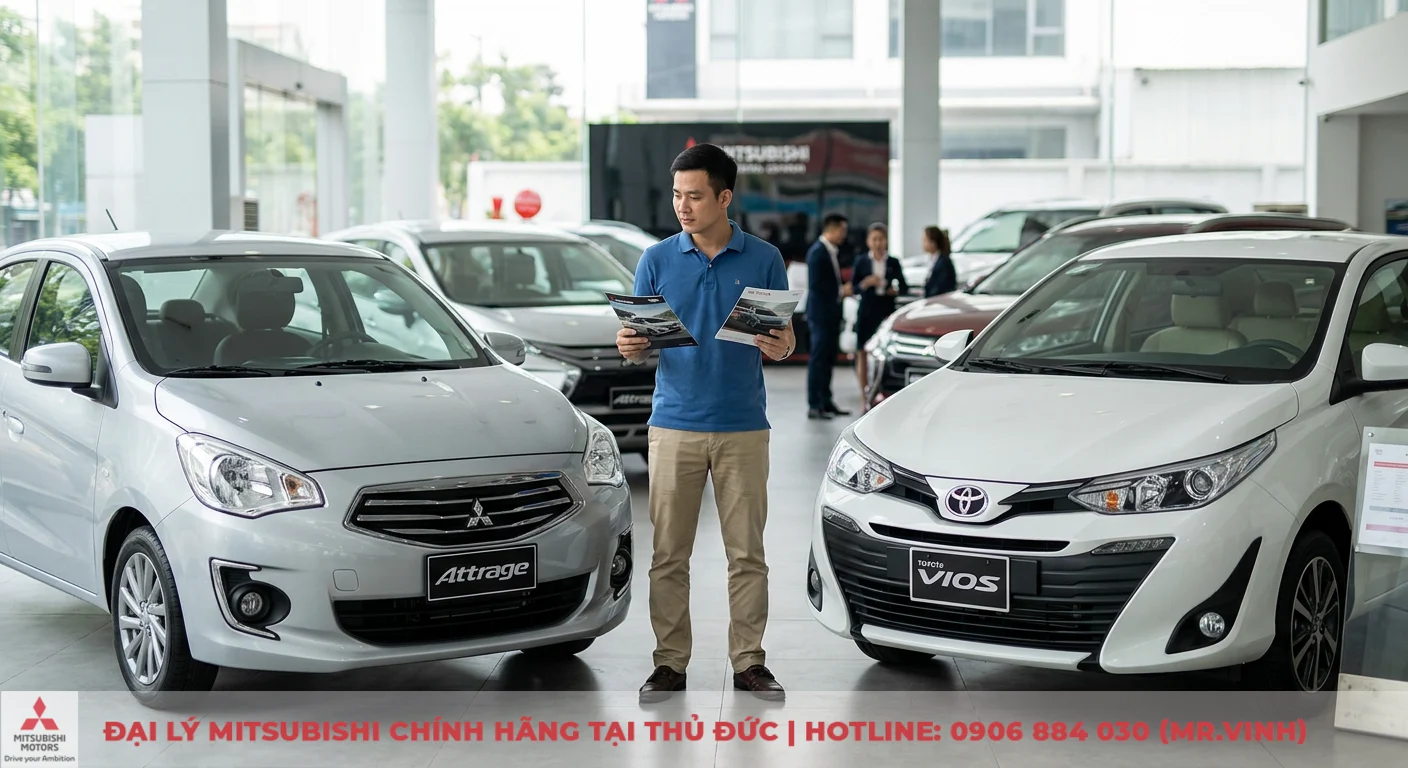 So sánh Mitsubishi Attrage và Toyota Vios: Xe nào tốt hơn? 3 Nên chọn Mitsubishi Attrage hay Toyota Vios được hỗ trợ tư vấn và xem trực tiếp hai mẫu xe tại showroom