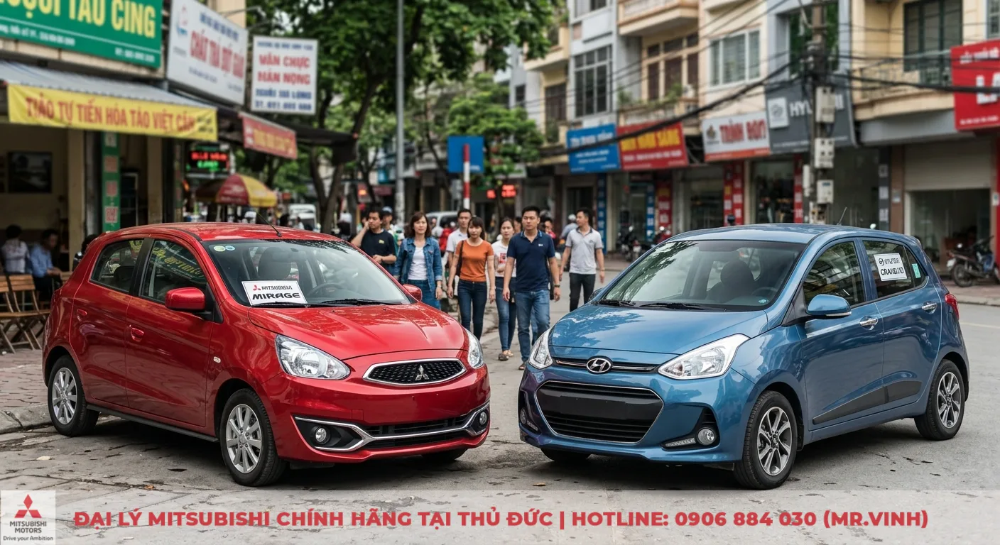 So sánh Mitsubishi Mirage và Grand i10: Phiên bản, giá & trải nghiệm lái 1 Tổng quan Mitsubishi Mirage và Hyundai Grand i10, hai mẫu xe đô thị nhỏ gọn tiện dụng và kinh tế