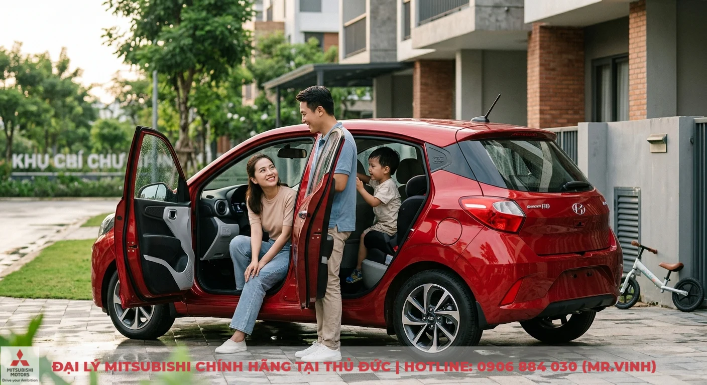 So sánh Mitsubishi Mirage và Grand i10: Phiên bản, giá & trải nghiệm lái 3 Hyundai Grand i10 với thiết kế hiện đại, không gian rộng rãi và nhiều tiện nghi, lý tưởng cho gia đình trẻ