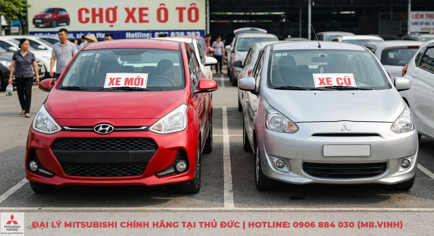 So sánh Mitsubishi Mirage và Hyundai Grand i10: Chọn xe nào phù hợp? 1 Hyundai Grand i10 và Mitsubishi Mirage thể hiện rõ sự khác biệt giữa xe mới và xe cũ qua biển báo trên kính