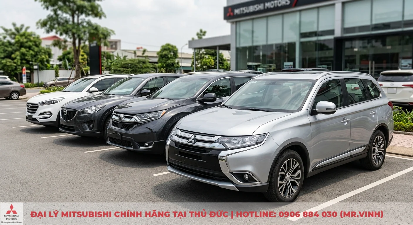 So sánh Mitsubishi Outlander: Nên chọn mẫu xe nào cho bạn? 1 Mitsubishi Outlander 2018 cùng các đối thủ chính như Hyundai Tucson, Mazda CX-5, Honda CR-V tại đại lý