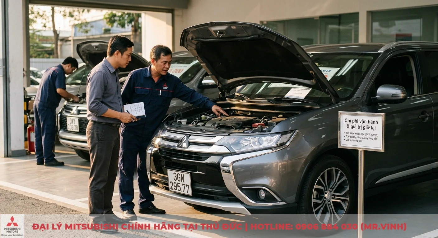 So sánh Mitsubishi Outlander: Nên chọn mẫu xe nào cho bạn? 2 Chi phí vận hành và giá trị giữ lại cho xe Mitsubishi Outlander khi được nhân viên tư vấn chi tiết về động cơ và thông tin trên bảng