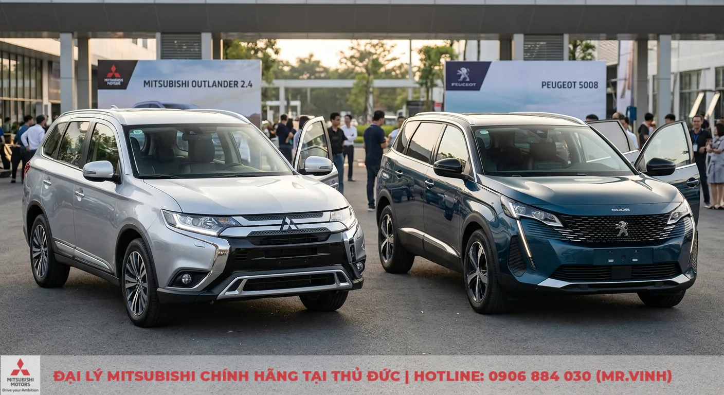 So sánh Mitsubishi Outlander 2.4 và Peugeot 5008: Động cơ, tiện nghi, chi phí 1 Tổng quan Mitsubishi Outlander 2.4 và Peugeot 5008, hai mẫu SUV 7 chỗ với phong cách thiết kế khác biệt