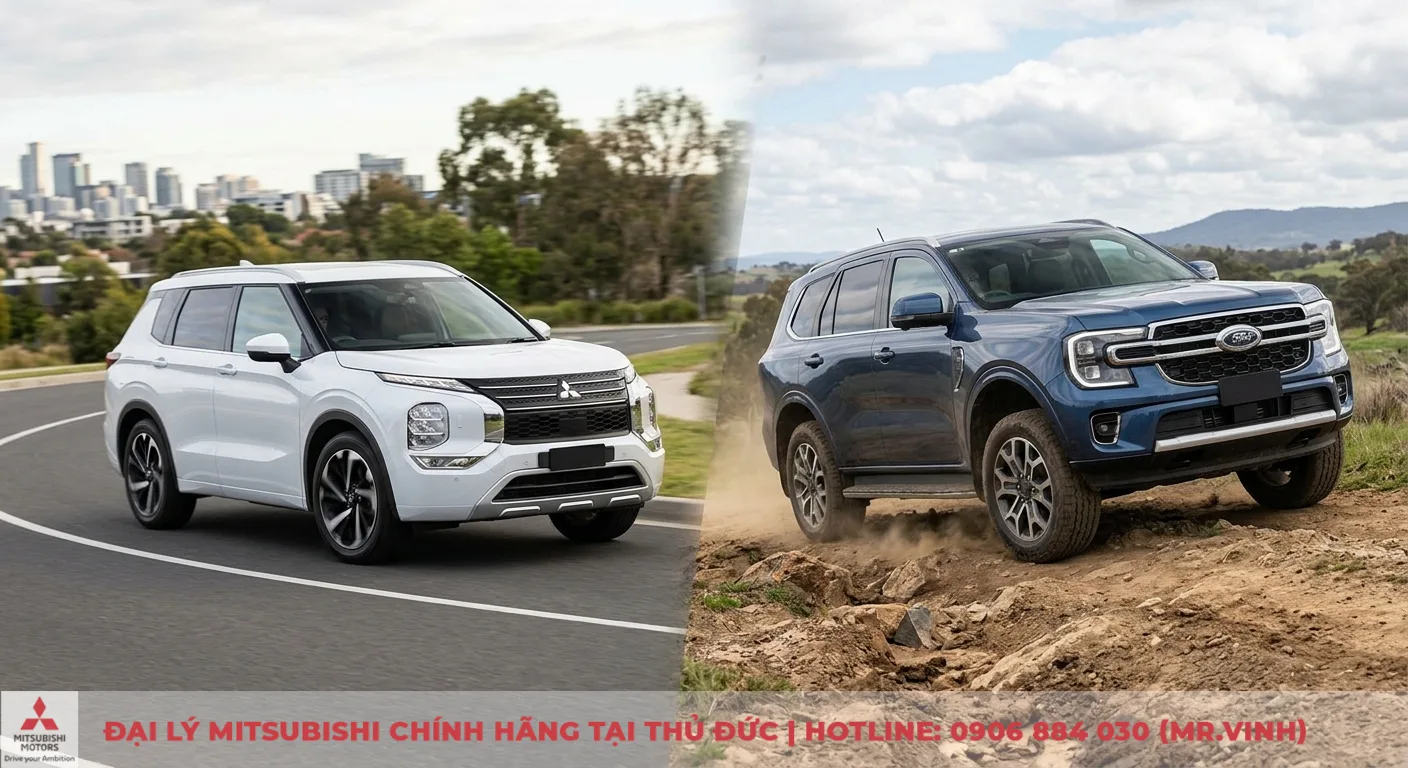 So sánh Mitsubishi Outlander và Ford Everest: SUV đô thị hay khung gầm rời? 2 Trải nghiệm lái và nền tảng khung gầm: Outlander thân liền khối trên đường nhựa, Everest khung rời trên địa hình off-road