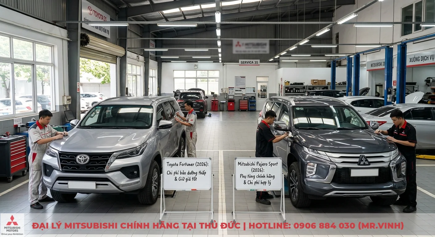 So sánh Mitsubishi Pajero Sport và Fortuner: Nên chọn xe nào? 3 Chi phí lăn bánh và nuôi xe dài hạn: Toyota Fortuner chi phí bảo dưỡng thấp, giữ giá tốt; Mitsubishi Pajero Sport phụ tùng chính hãng, chi phí hợp lý