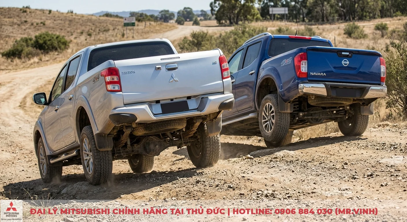 So sánh Mitsubishi Triton và Nissan Navara: Cập nhật 2026 2 So sánh khả năng vận hành và hệ thống treo của Mitsubishi Triton cùng Nissan Navara khi vượt địa hình gồ ghề