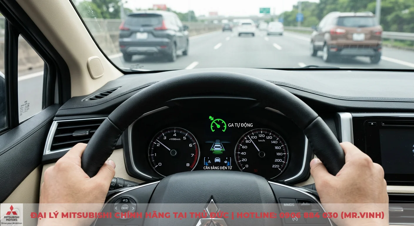 So sánh Mitsubishi Xpander và Ford EcoSport: Đâu là lựa chọn tối ưu? 2 An toàn và công nghệ hỗ trợ lái trên xe Mitsubishi Xpander với ga tự động và cân bằng điện tử hiển thị