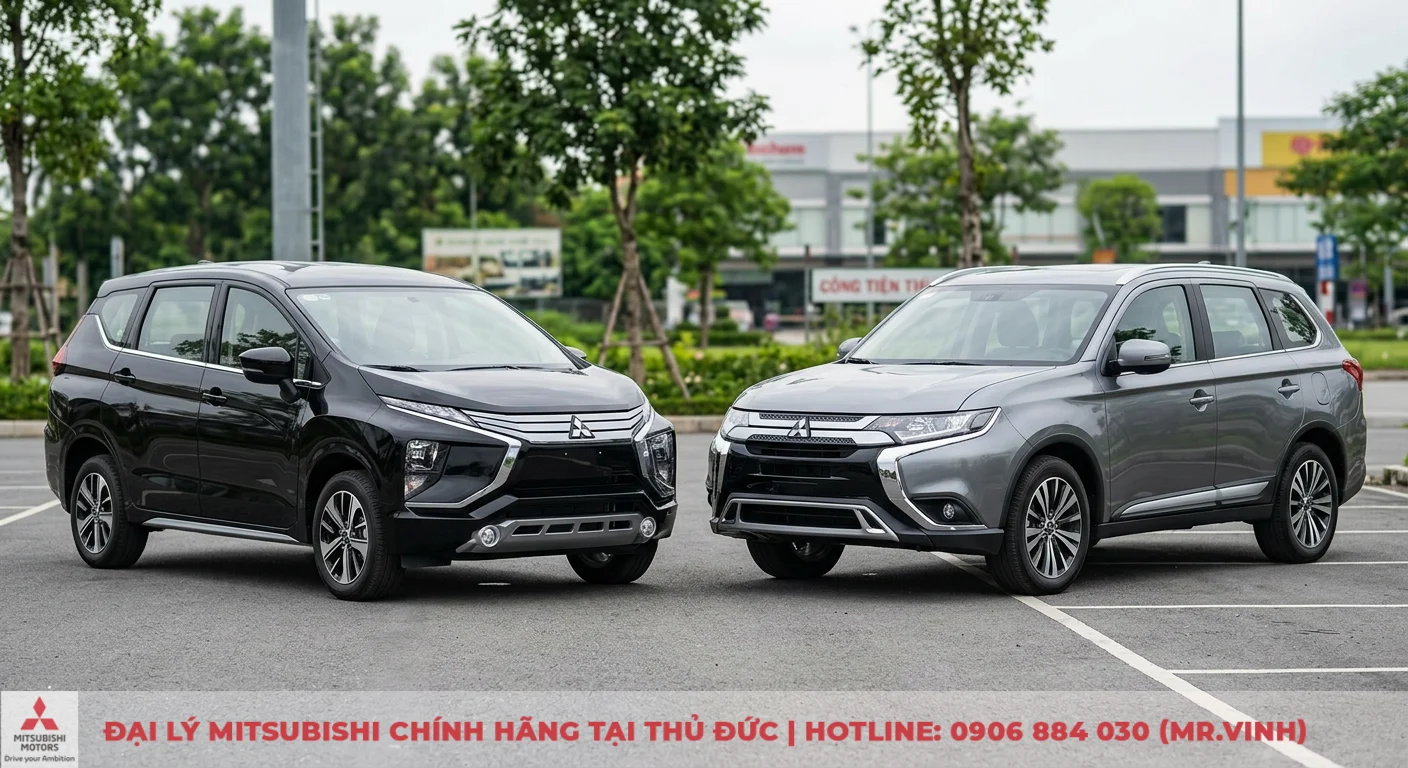 So sánh Mitsubishi Xpander và Outlander: Đâu là lựa chọn phù hợp? 1 Mitsubishi Xpander và Outlander, hai mẫu xe với điểm khác biệt cốt lõi về phân khúc và không gian cho gia đình, đậu cạnh nhau