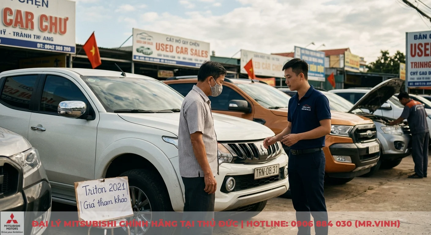 So sánh Nissan Navara và Mitsubishi Triton: Điểm mạnh, điểm yếu 3 Giá trị bán lại xe cũ Mitsubishi Triton tại showroom, giúp khách hàng thu hồi vốn đầu tư ban đầu khi quyết định đổi xe