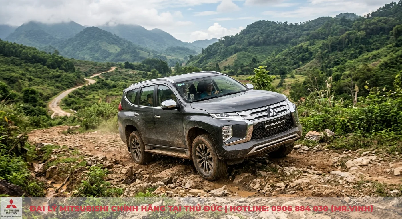 So sánh Nissan Terra và Mitsubishi Pajero Sport: Chọn xe nào phù hợp? 3 Mitsubishi Pajero Sport thể hiện lợi thế off-road vượt trội khi chinh phục cung đường đồi núi gồ ghề và đầy bùn đất