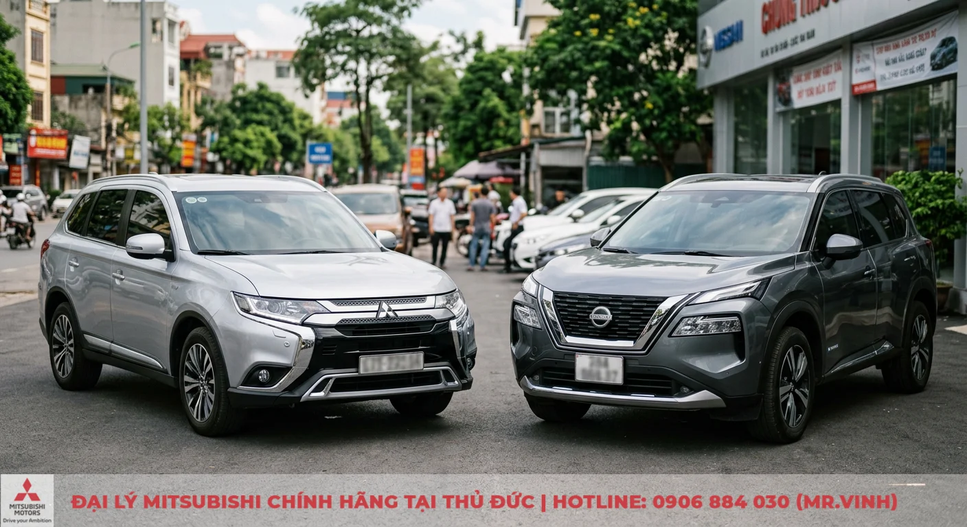 So sánh Nissan X-Trail và Mitsubishi Outlander 2026: Ưu nhược điểm. 1 Tổng quan và định vị phân khúc SUV/Crossover cỡ trung với hai đối thủ Mitsubishi Outlander và Nissan X-Trail