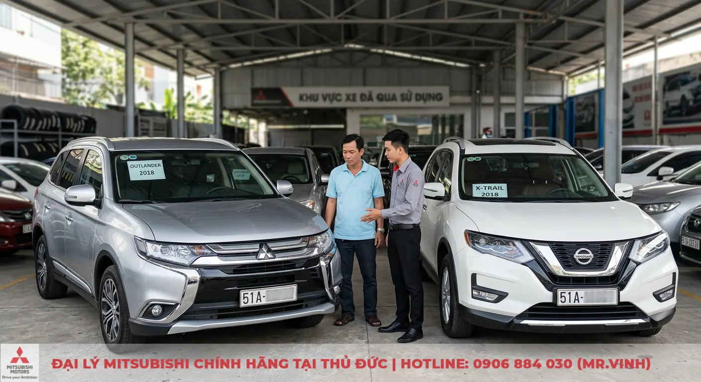 So sánh Nissan X-Trail và Mitsubishi Outlander: Thông số & đánh giá 3 Mua xe Mitsubishi Outlander 2018 hoặc Nissan X-Trail đã qua sử dụng tại TP.HCM được nhân viên tư vấn tại khu vực xe cũ