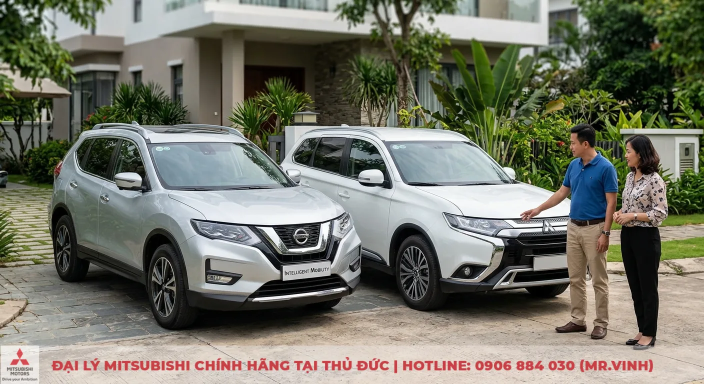 So sánh Nissan X-Trail và Mitsubishi Outlander: Chọn xe nào tốt hơn? 1 Tổng quan Nissan X-Trail 2019 bạc và Mitsubishi Outlander 2019 trắng, cặp đôi tìm hiểu để đưa ra lựa chọn tối ưu