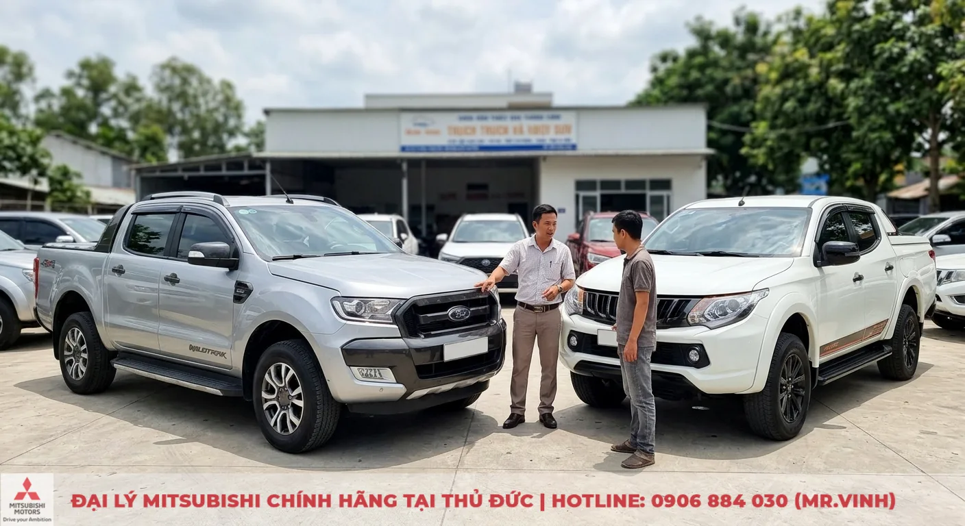 So sánh xe bán tải Ford Ranger và Mitsubishi Triton: Nên chọn xe nào? 3 Khả năng giữ giá và thanh khoản của Ford Ranger và Mitsubishi Triton, hai mẫu xe bán tải đỗ cạnh nhau