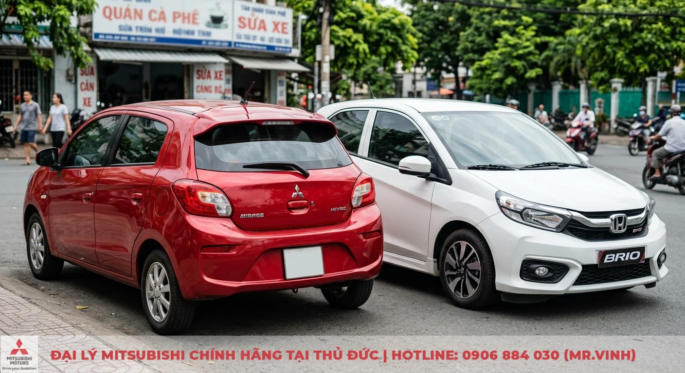 So sánh xe Mitsubishi Mirage và Honda Brio: Chọn xe nào phù hợp? 1 Mitsubishi Mirage và Honda Brio, hai mẫu xe đô thị hatchback nổi bật với những đặc điểm và phong cách riêng biệt