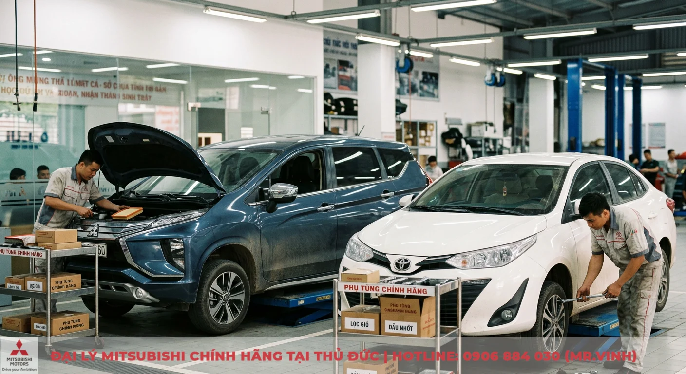 So sánh Mitsubishi Xpander và Toyota Vios: Chọn MPV hay Sedan? 3 Chi phí bảo dưỡng và phụ tùng của Xpander, Vios tại trung tâm dịch vụ có thợ cùng phụ tùng chính hãng dễ tìm