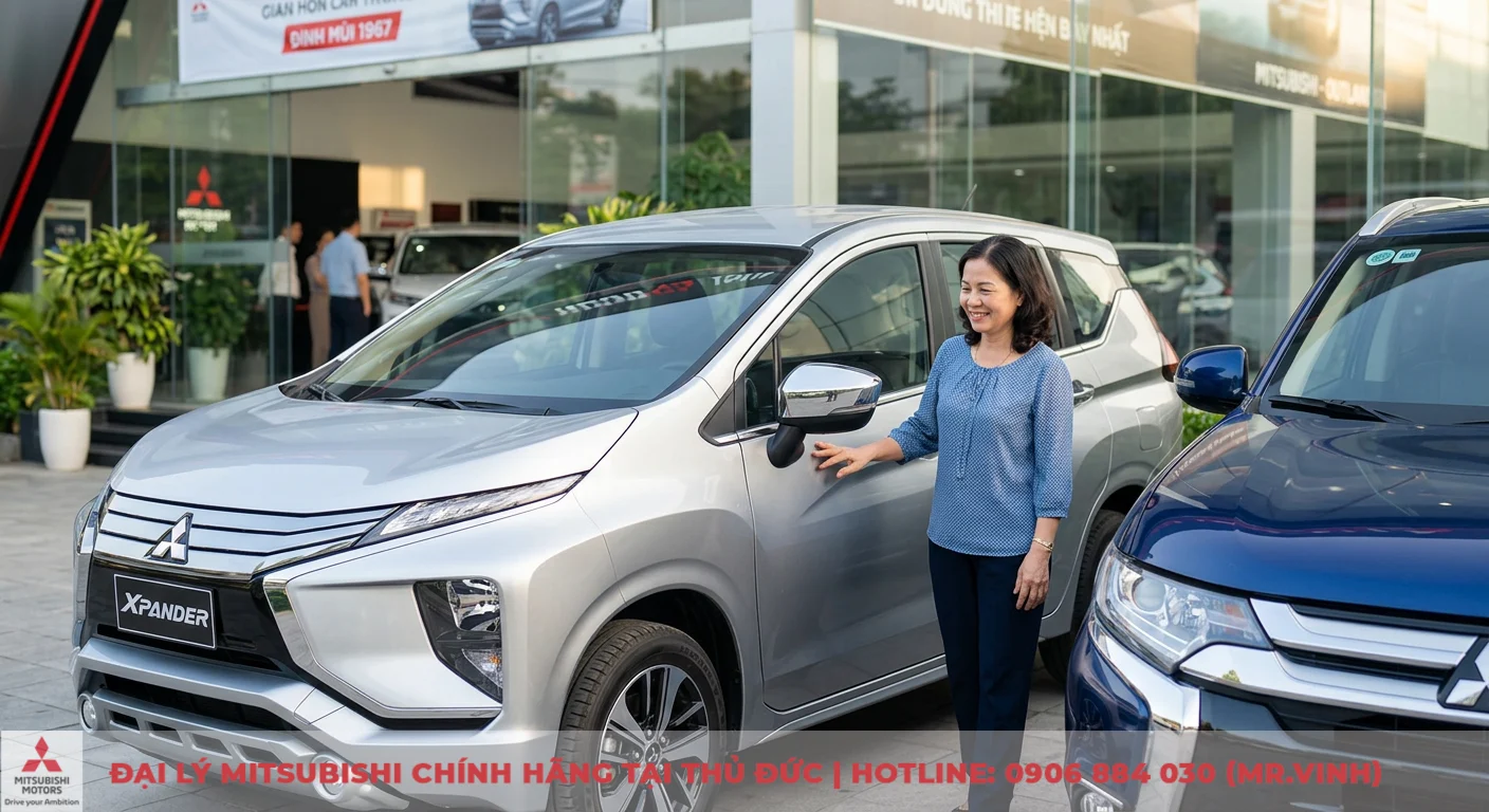 Tuổi Mùi mua xe màu gì hợp phong thủy? Tư vấn chi tiết theo mệnh 2 Mitsubishi Xpander màu bạc và Outlander xanh dương, gợi ý xe hợp màu phong thủy người tuổi Mùi mệnh Thủy tại showroom