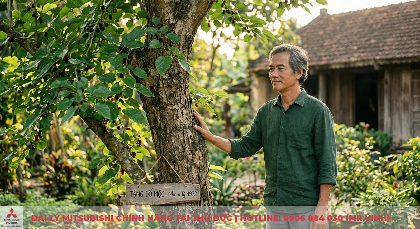 Tuổi Nhâm Tý mua xe màu gì hợp mệnh, mang lại tài lộc? 1 Người tuổi Nhâm Tý sinh năm 1972 mệnh Tang Đố Mộc thể hiện qua người đàn ông bên cây dâu có biển ghi Nhâm Tý